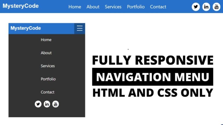 Responsive Top Navigation Menu Bar Using HTML & CSS