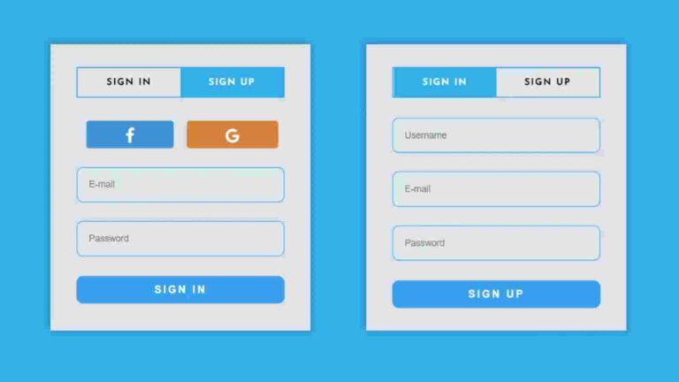 Login and Registration Form Using HTML, CSS and JavaScript