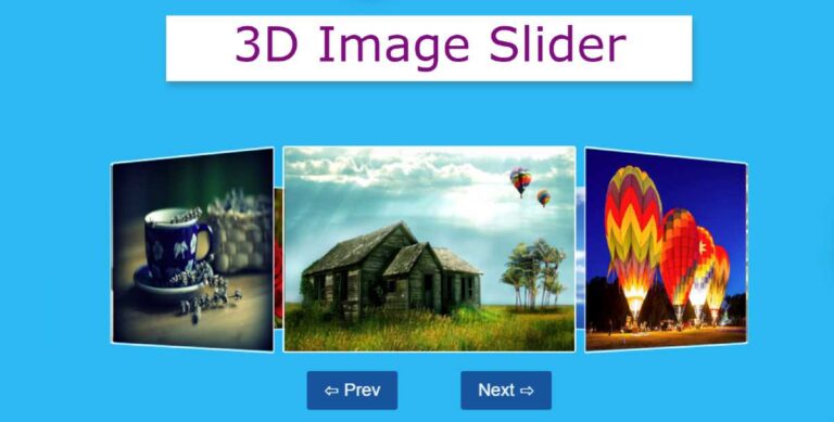 3D Image Slider using HTML, CSS and JavaScript