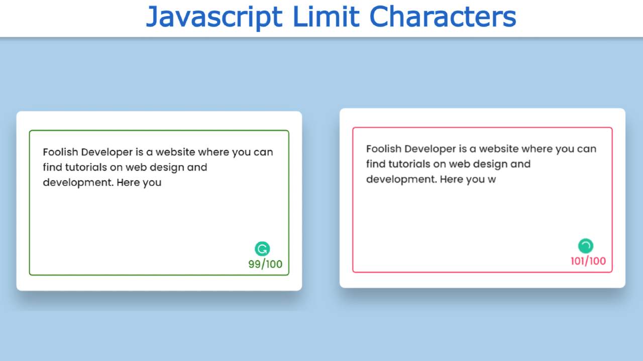 Javascript Limit Characters In Textbox With HTML CSS 