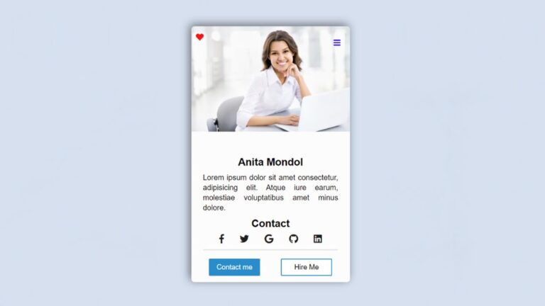 Simple Profile Card UI Design using HTML and CSS