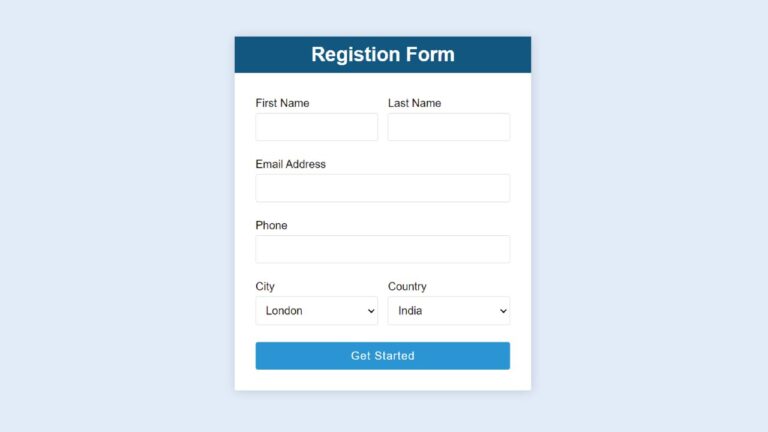 Responsive Registration Form using HTML and CSS
