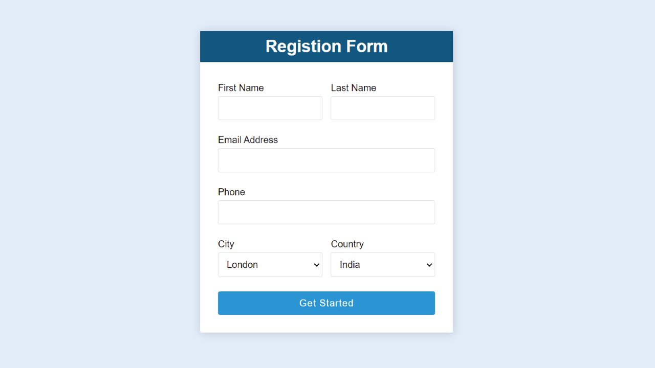 Responsive Registration Form Using HTML And CSS