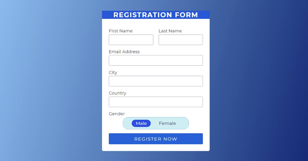 html css registration form code