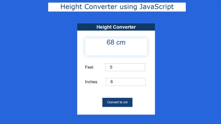 javascript height convater app