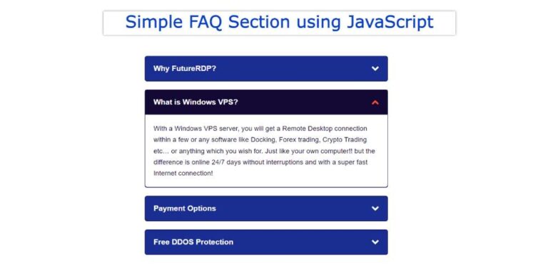 Simple FAQ Section using HTML, CSS & JavaScript