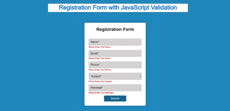 Registration Form with JavaScript Validation