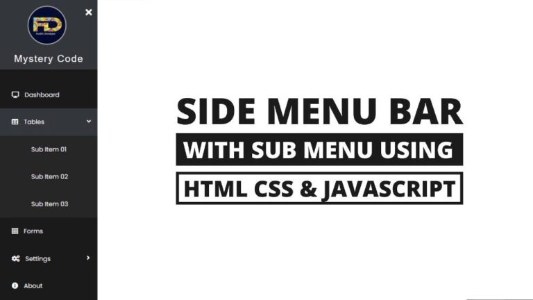 Sidebar Dropdown Menu Using HTML, CSS & JavaScript