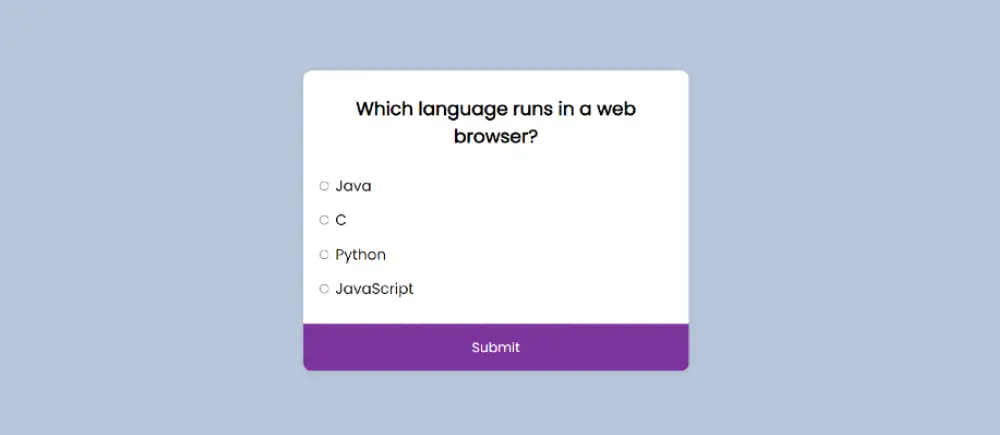 Simple Quiz App Using Javascript And Html Free Code 7805