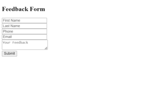 Feedback form Using HTML