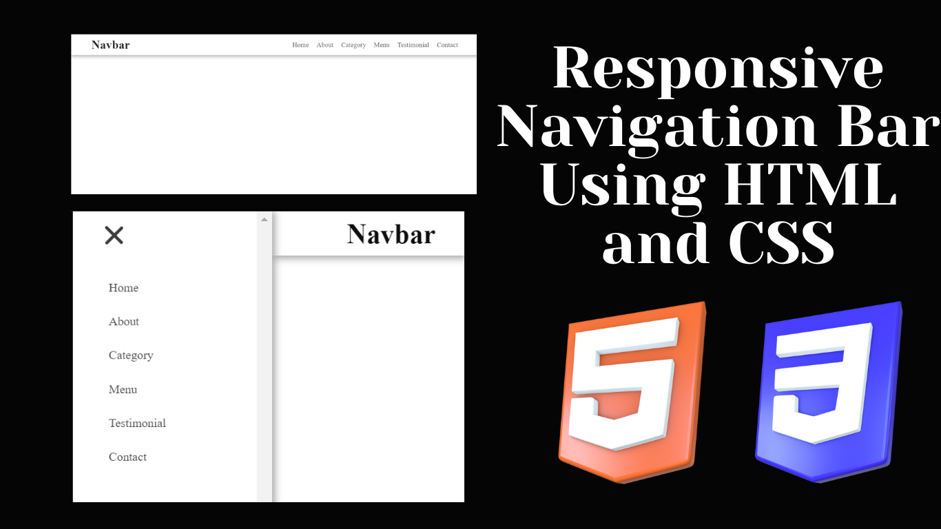 Responsive Navigation Bar Using HTML And CSS