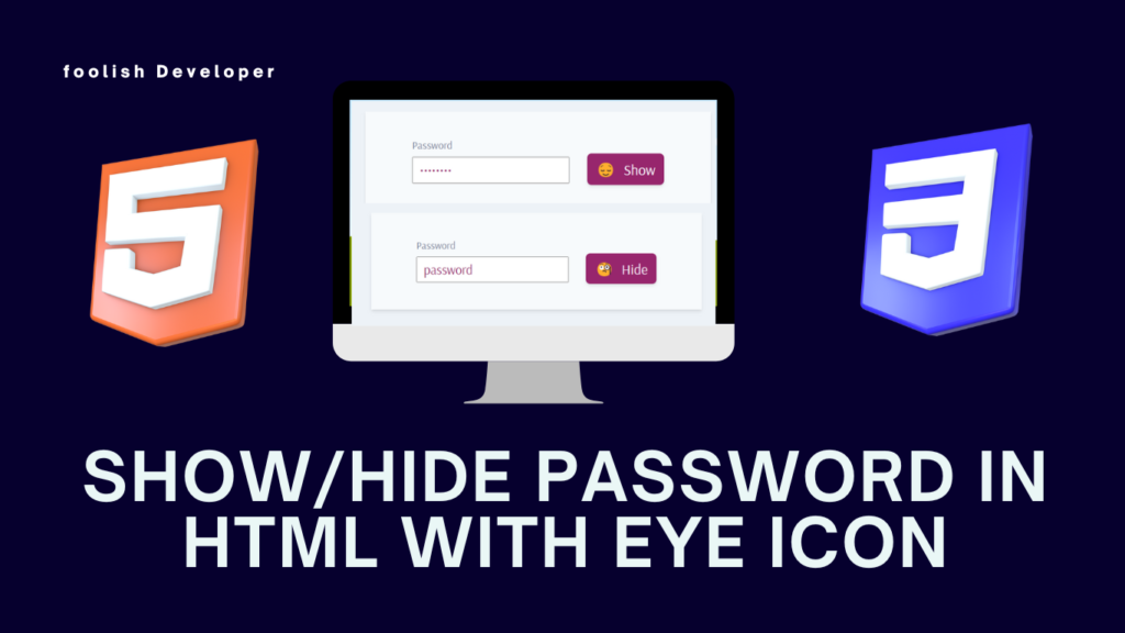 password hide show eye icon in html