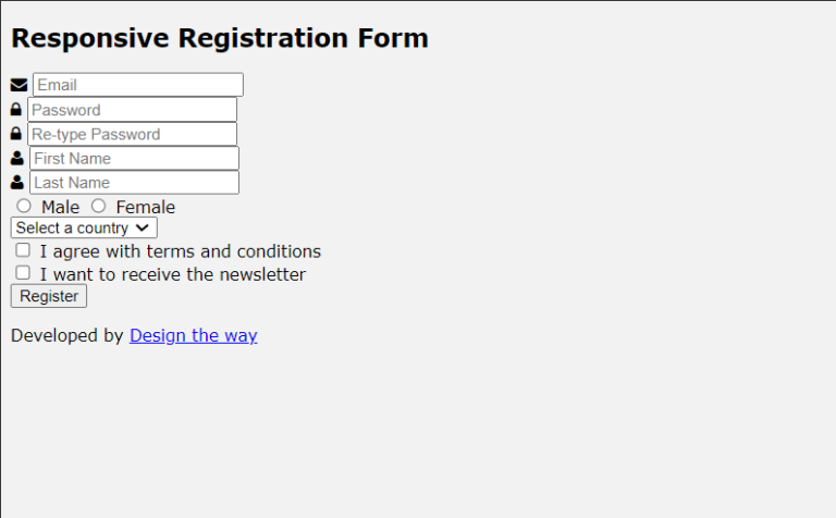 Registration Form Using HTML and CSS