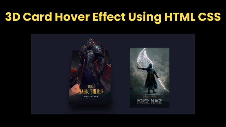 3D Card Hover Effect Using HTML CSS