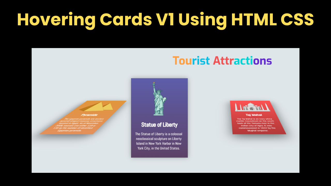 Hovering Cards V1 Using HTML CSS